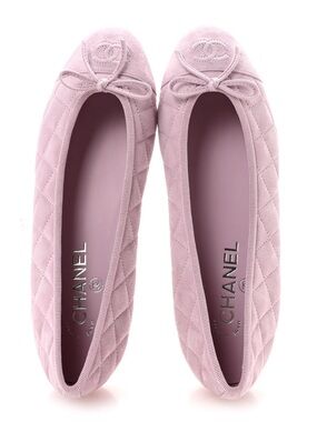 CHANEL BALLET FLATS BRAND NEW W/BOX PRISTINE SUEDE QUILTED SIZE 39.5 LIGHT PINK